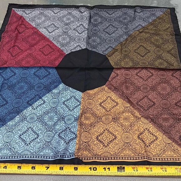 Vtg Ashear 9 Color Pocket Square Kerchief - 100% Silk Square hand rolled Italy - Picture 4 of 8